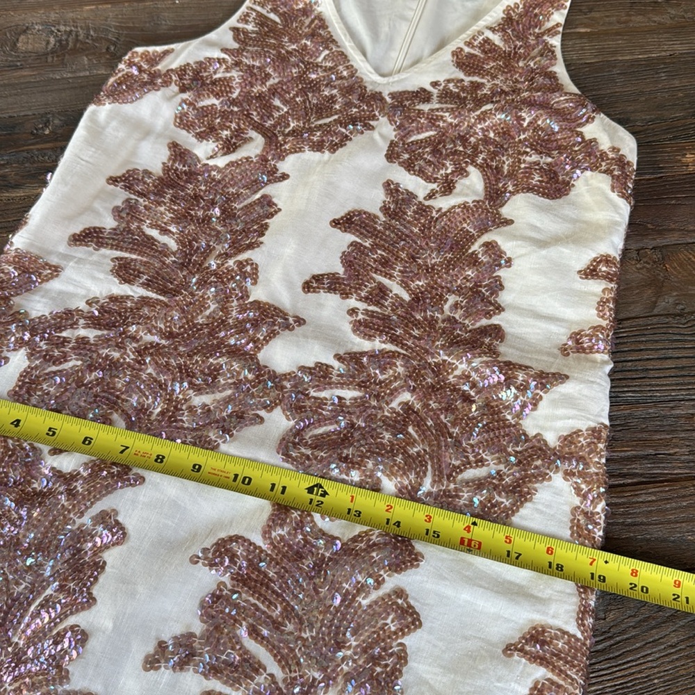 J Crew creamy  linen dress l sequined sleeveless midi EUC size 10 (fits like 8) - Picture 6 of 6